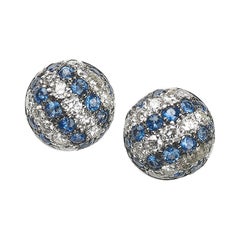 Modern Sapphire, Diamond And White Gold Stripe Earrings
