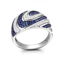 Modern Sapphire Diamond White Gold Ring for Her