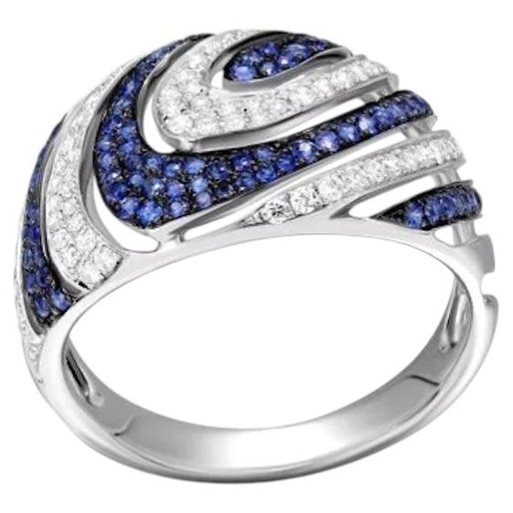 Bague moderne en or blanc avec saphir et diamants pour femme