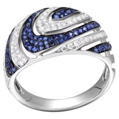 Modern Sapphire Diamond White Gold Ring for Her