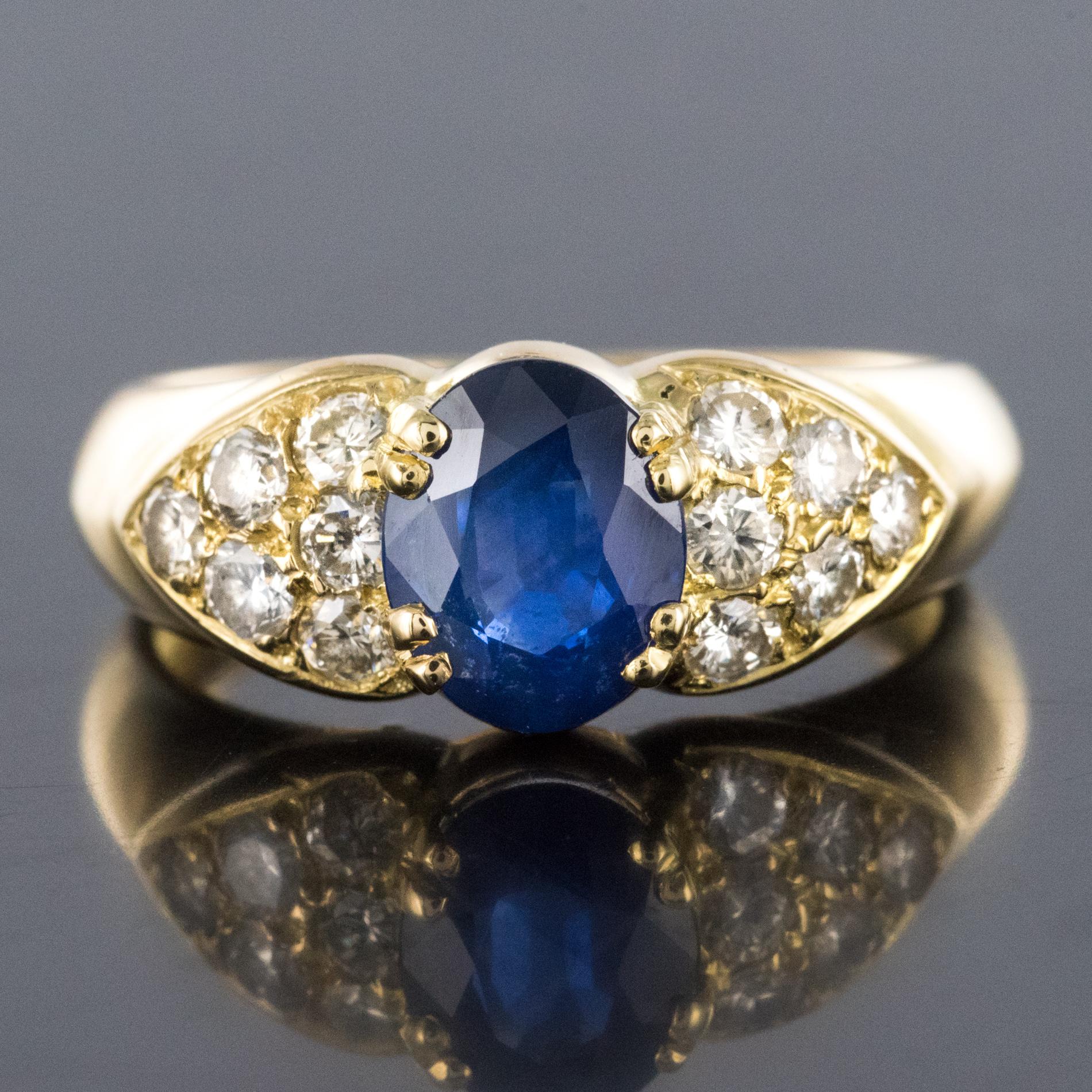 Modern Sapphire Diamond Yellow Gold Bangle Ring 5