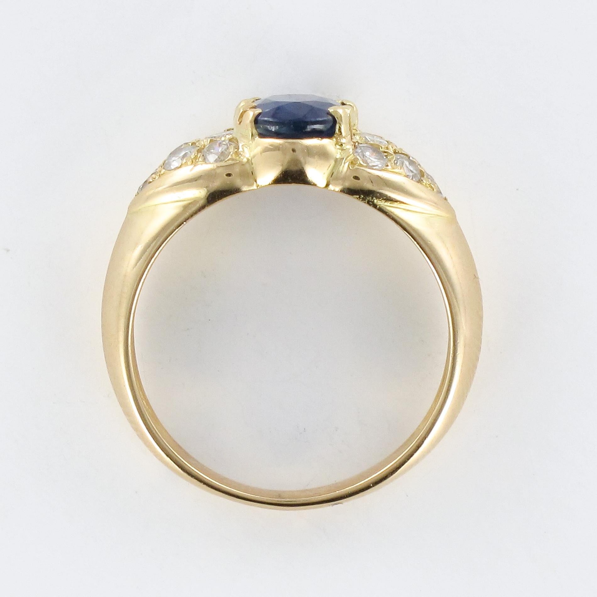 Modern Sapphire Diamond Yellow Gold Bangle Ring 6