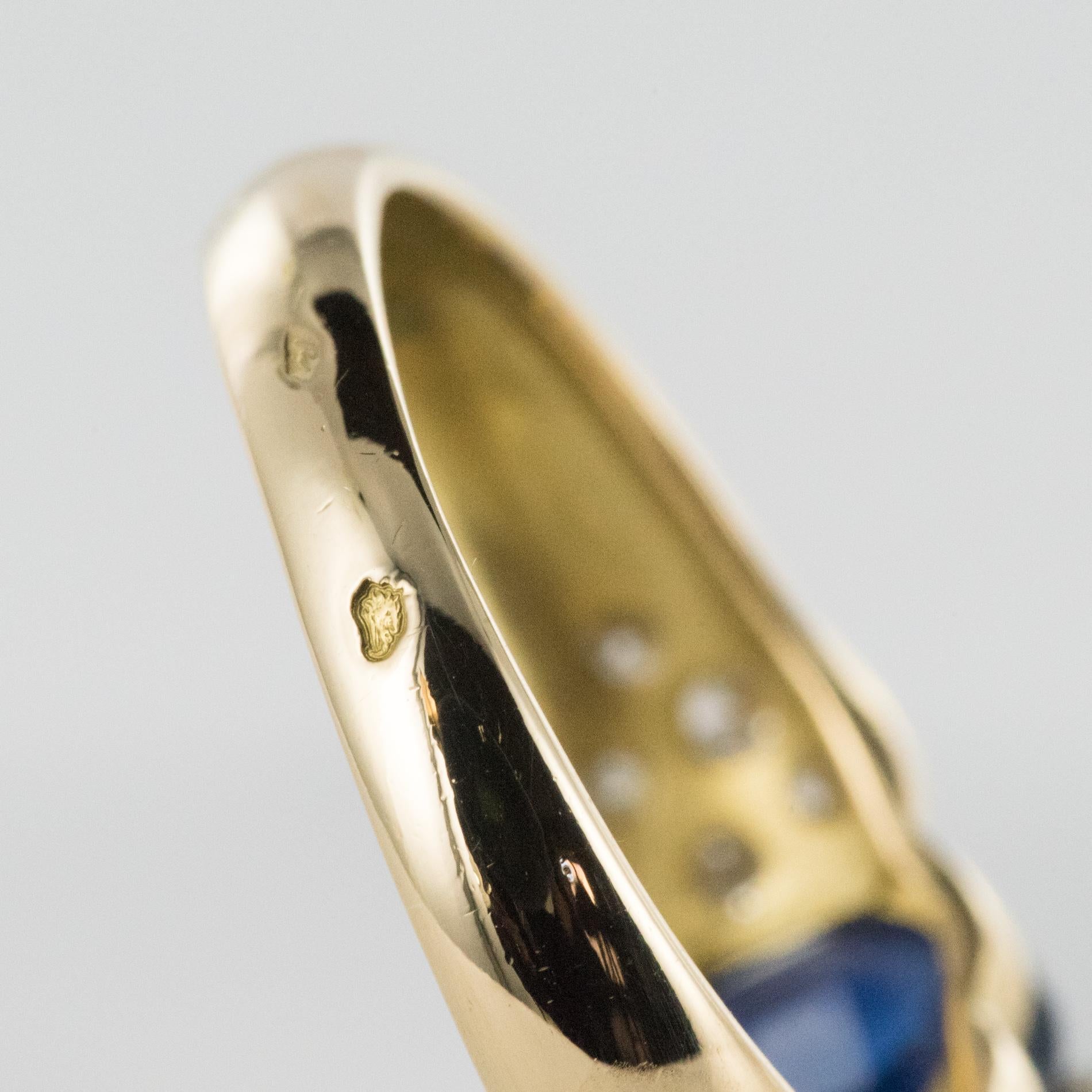 Modern Sapphire Diamond Yellow Gold Bangle Ring 7