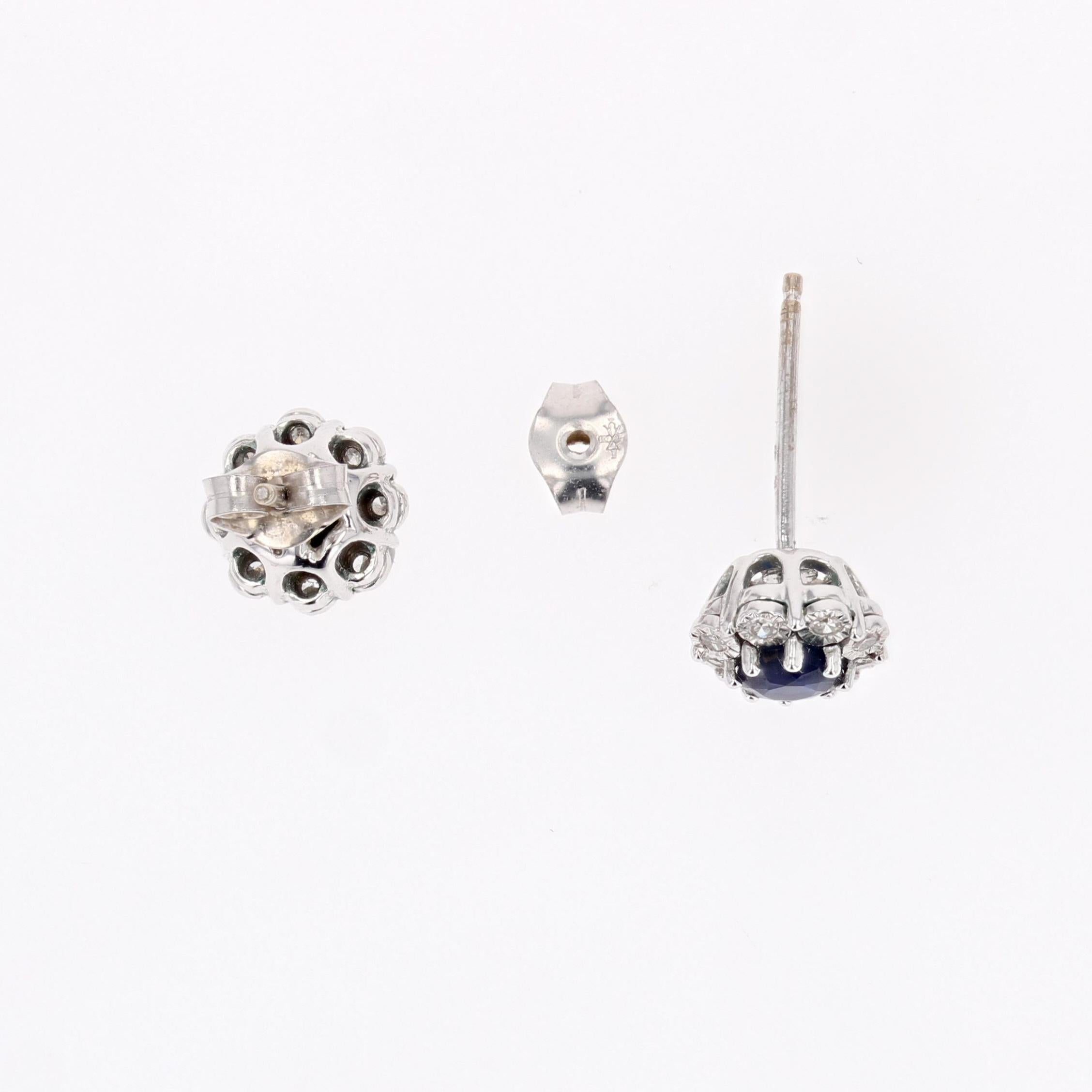 Modern Sapphire Diamonds 18 Karat White Gold Daisy Stud Earrings 5