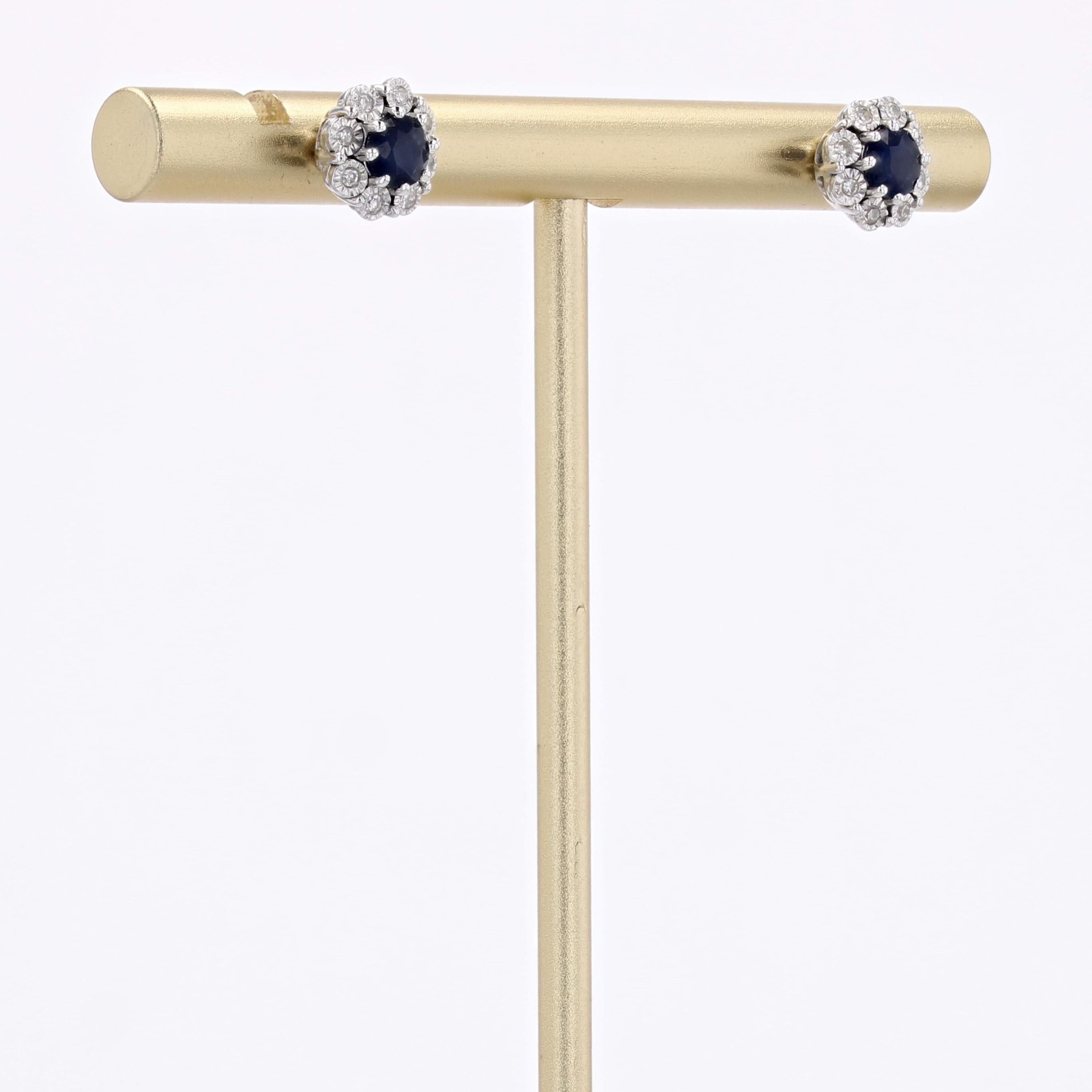 Modern Sapphire Diamonds 18 Karat White Gold Daisy Stud Earrings 1