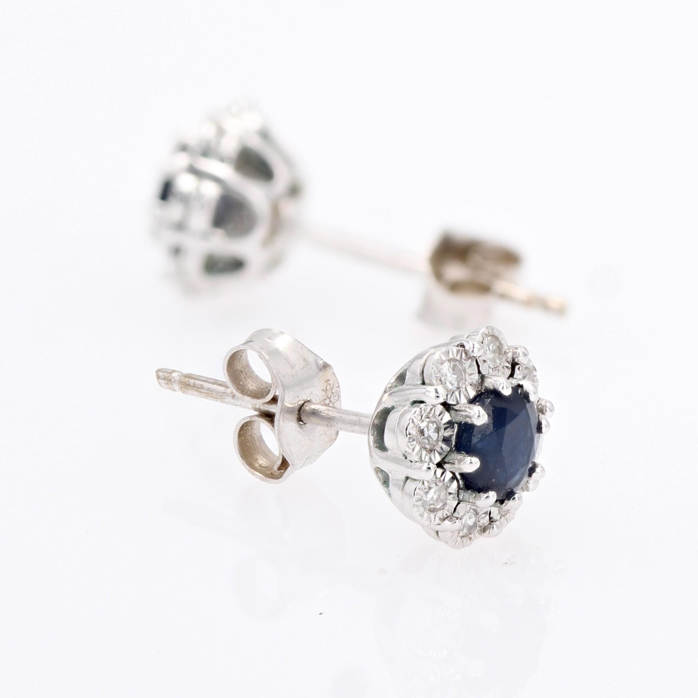 Modern Sapphire Diamonds 18 Karat White Gold Daisy Stud Earrings 3