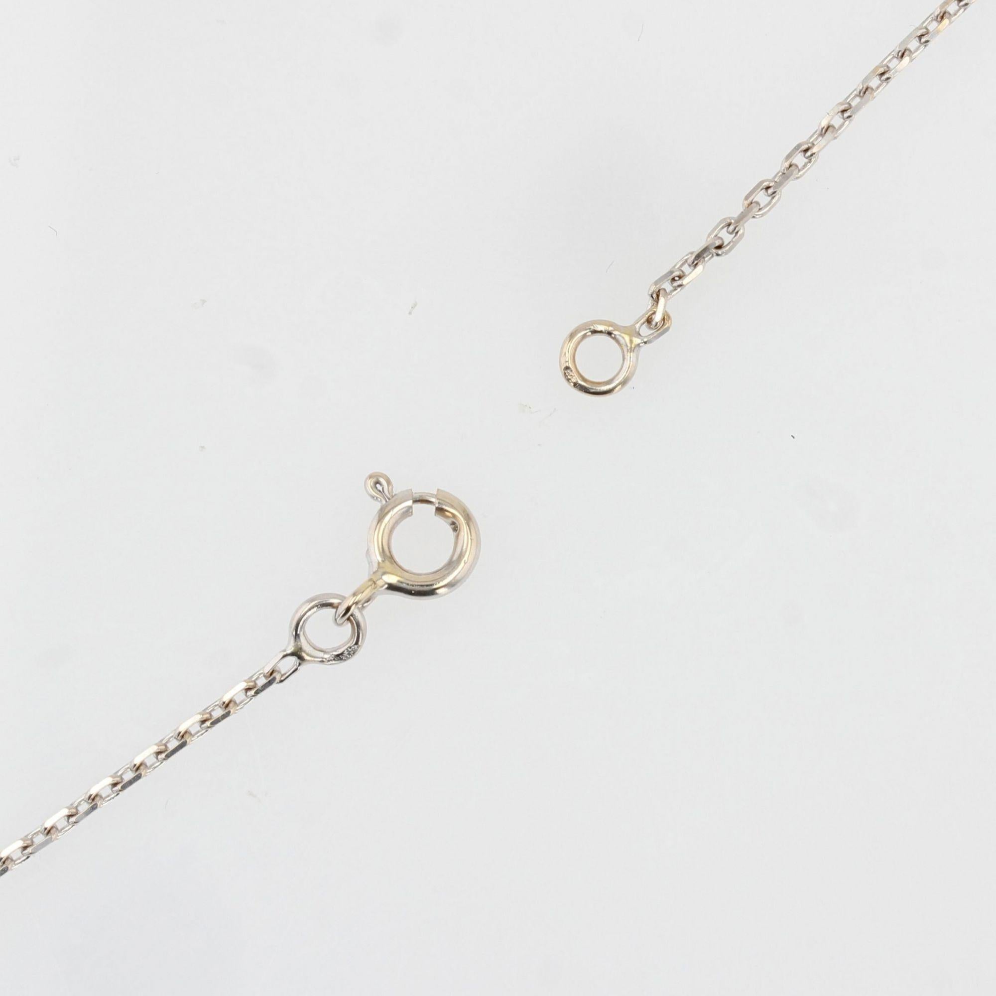 Collier pendentif moderne en or blanc 18 carats avec saphirs et diamants en vente 10