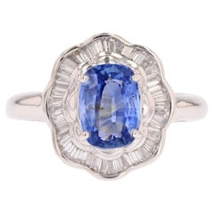 Modern Sapphire Diamonds 18 Karat White Gold Skirt Cluster Ring