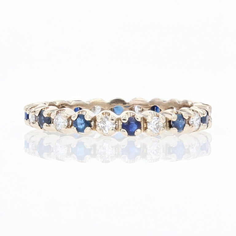 Modern Sapphire Diamonds 18 Karat White Gold Wedding Ring For Sale 1
