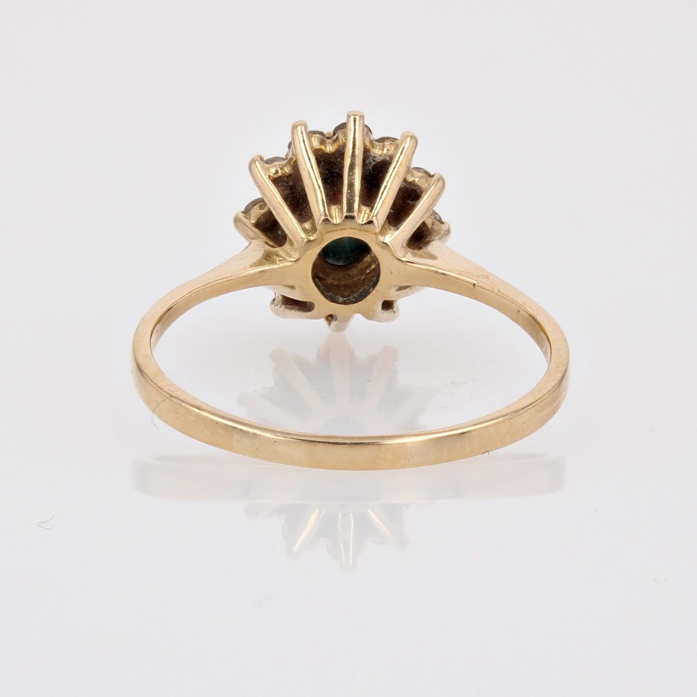 Moderner Gänseblümchenring mit Saphiren und Diamanten aus 18 Karat Gelbgold 7