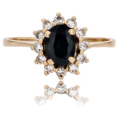 Modern Sapphire Diamonds 18 Karat Yellow Gold Daisy Ring