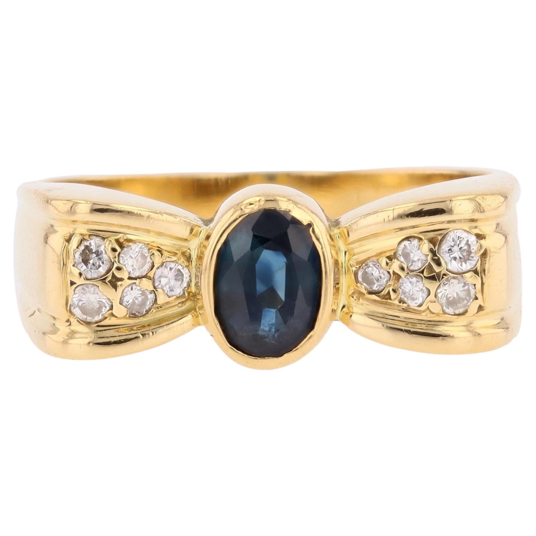 Modern Sapphire Diamonds 18 Karat Yellow Gold Knot Ring