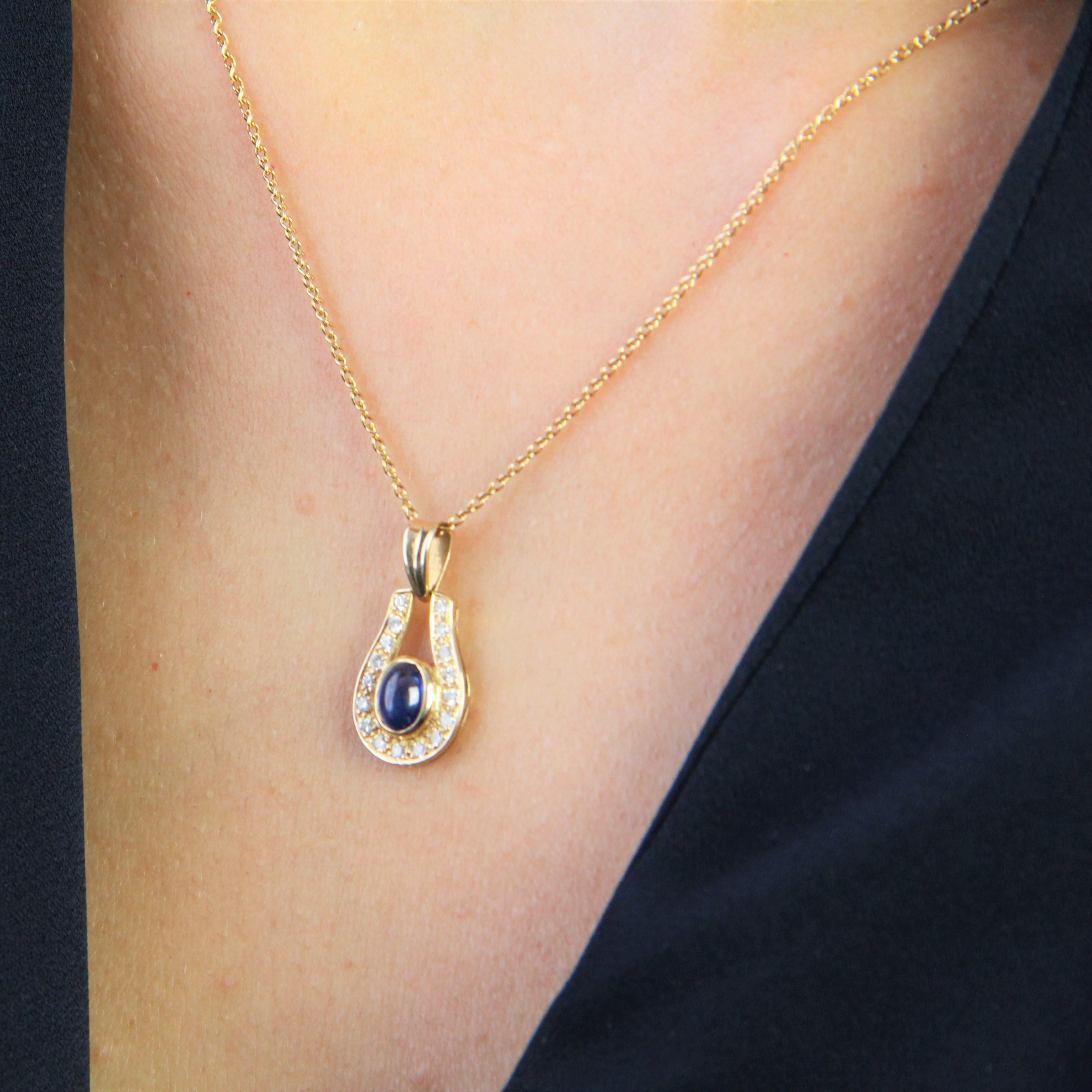 Modern Sapphire Diamonds 18 Karat Yellow Gold Necklace For Sale 5