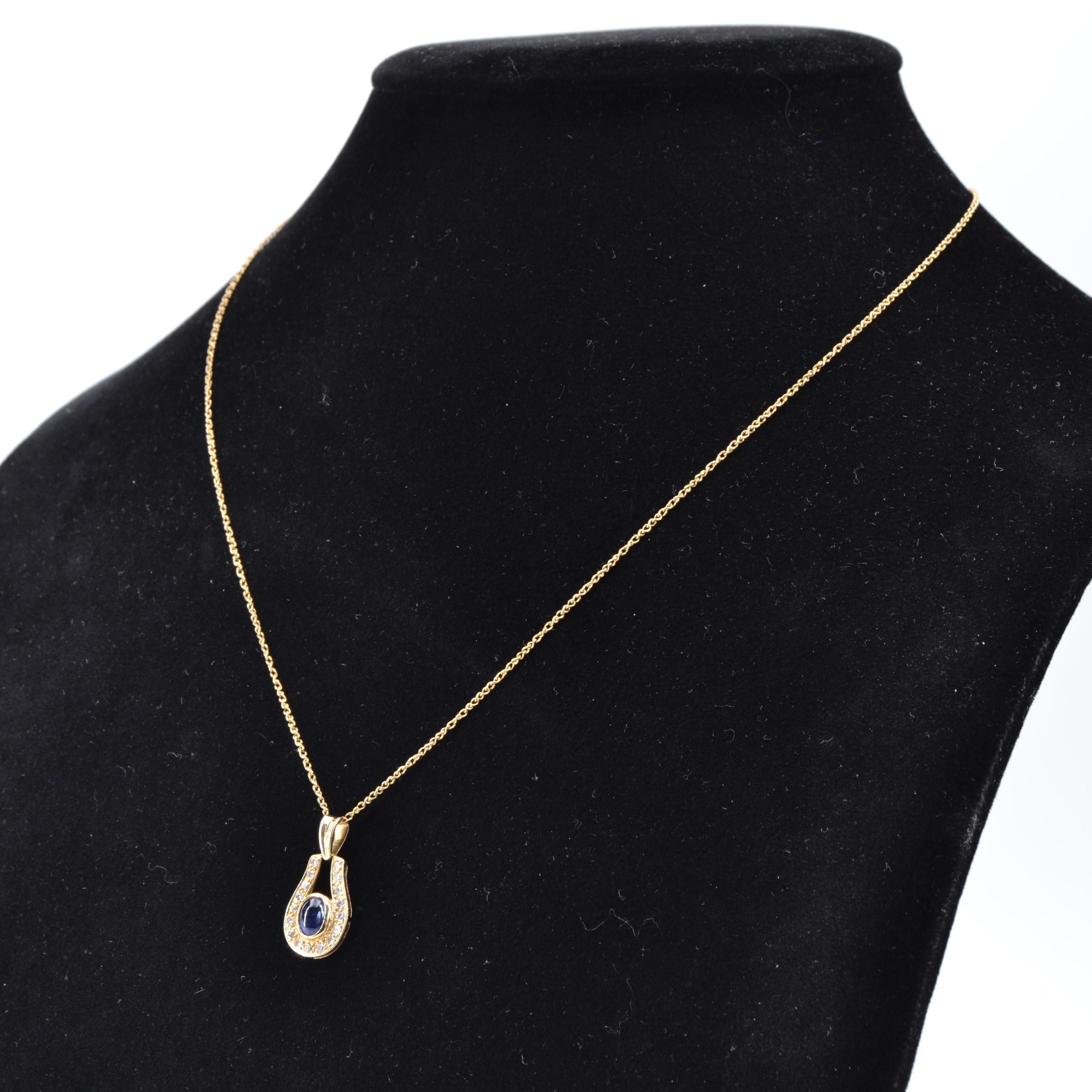 Modern Sapphire Diamonds 18 Karat Yellow Gold Necklace For Sale 8