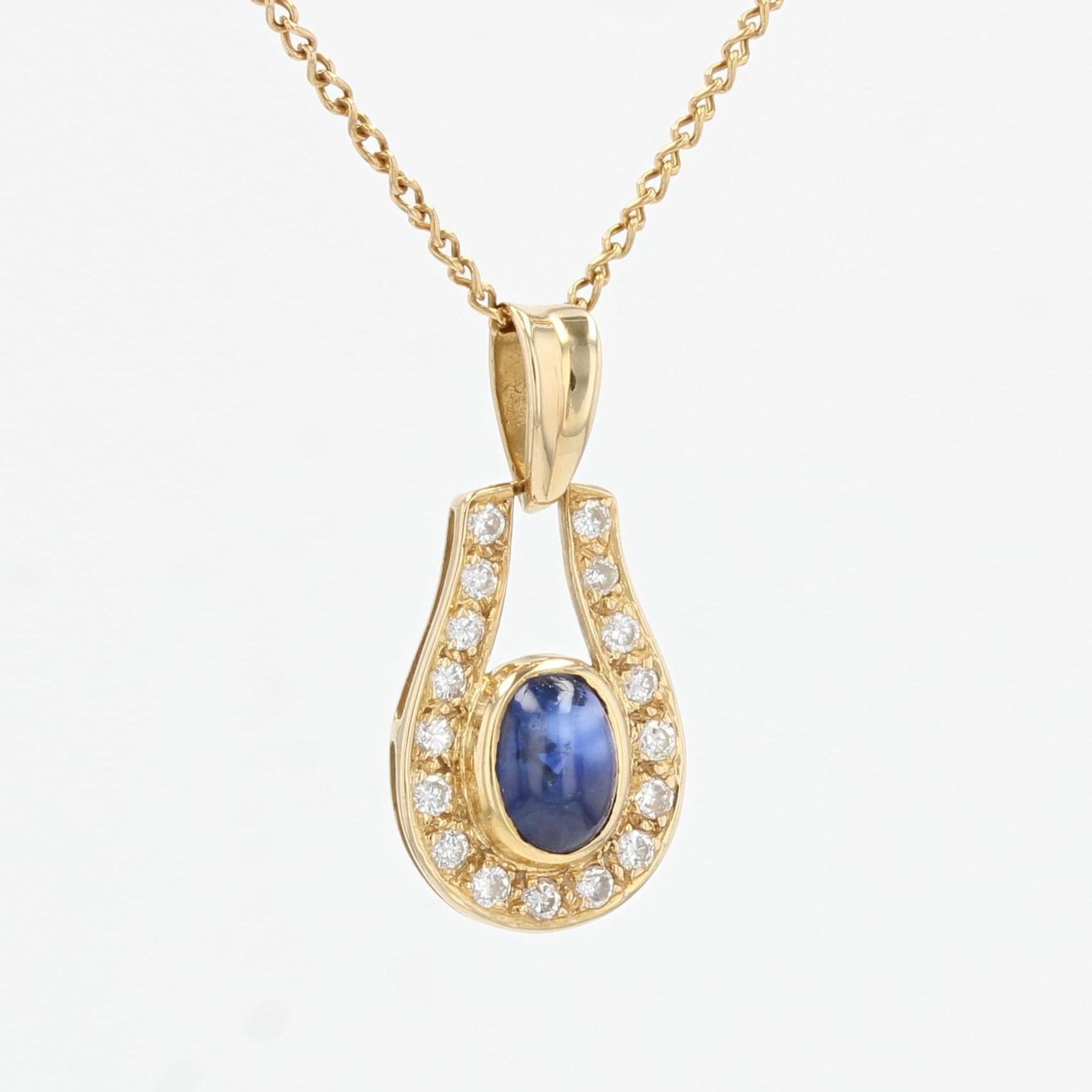 Women's Modern Sapphire Diamonds 18 Karat Yellow Gold Necklace For Sale