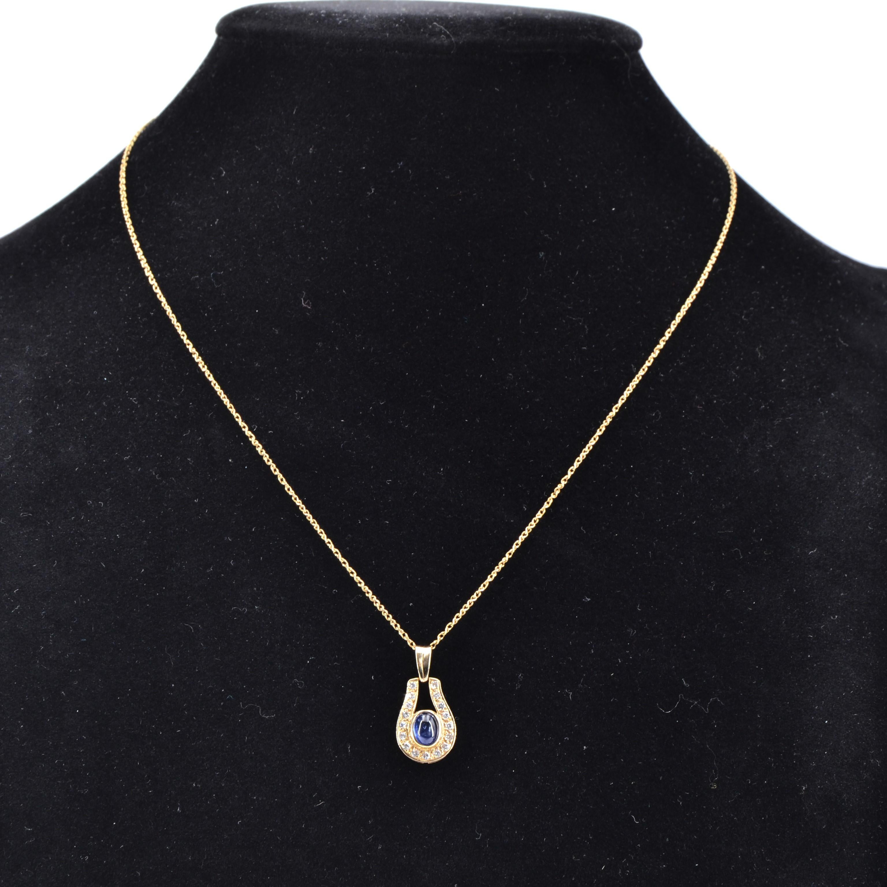 Modern Sapphire Diamonds 18 Karat Yellow Gold Necklace For Sale 2