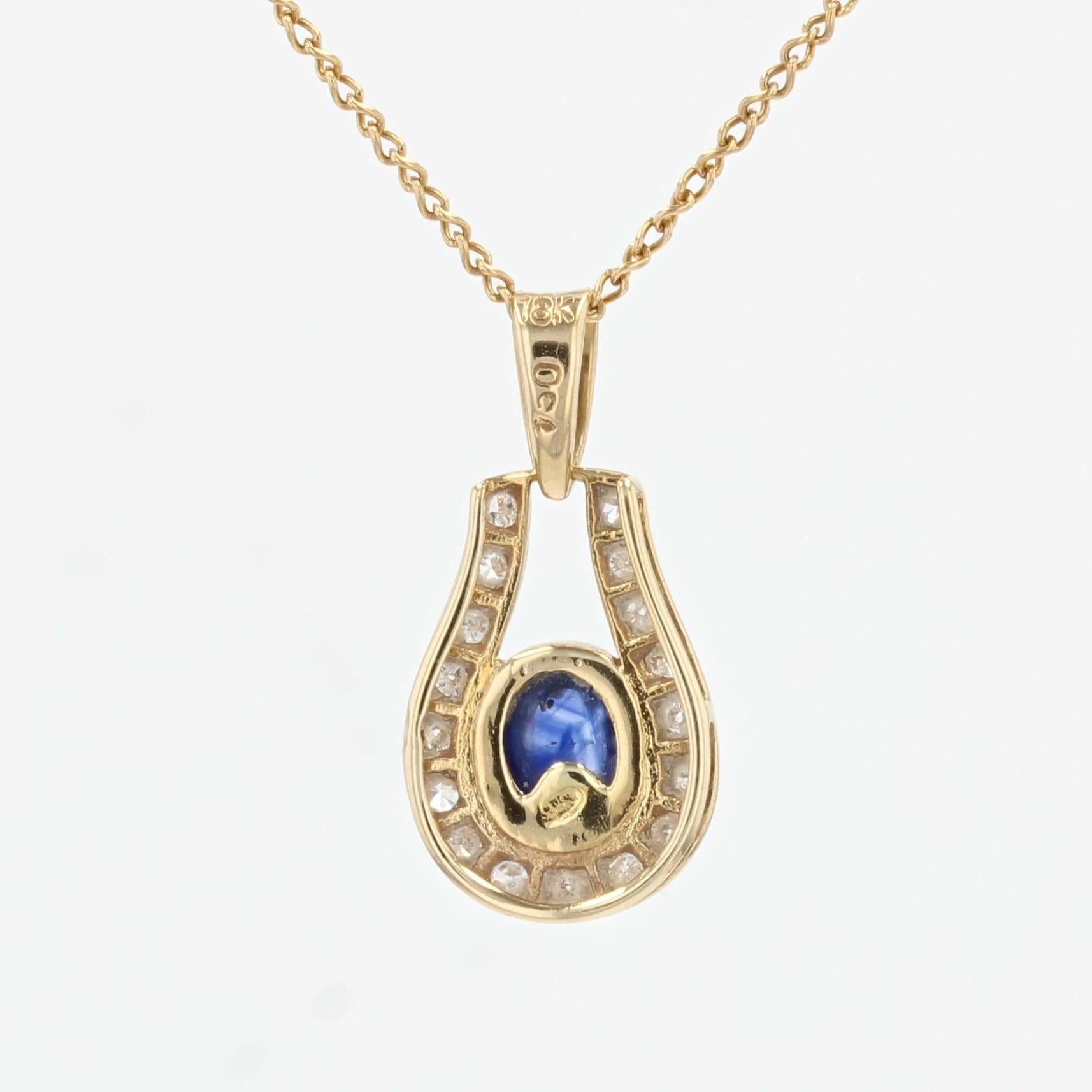 Modern Sapphire Diamonds 18 Karat Yellow Gold Necklace For Sale 4