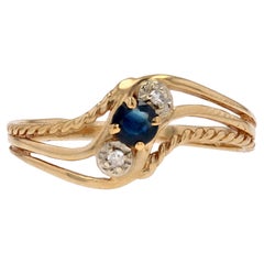 Modern Sapphire Diamonds 18 Karat Yellow Gold Openworked Ring