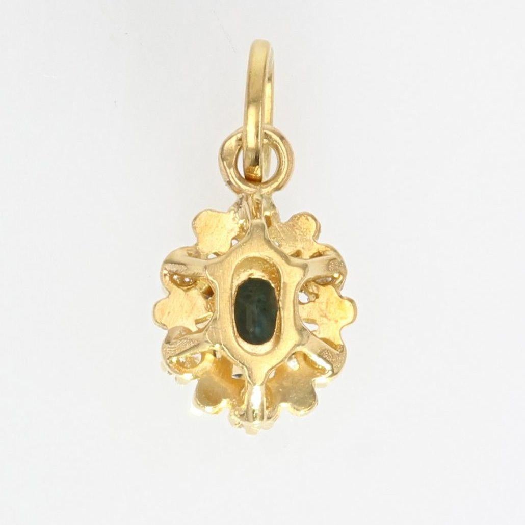Modern Sapphire Diamonds 18 Karat Yellow Gold Pendant In Good Condition In Poitiers, FR