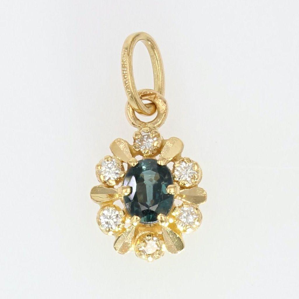 Women's Modern Sapphire Diamonds 18 Karat Yellow Gold Pendant
