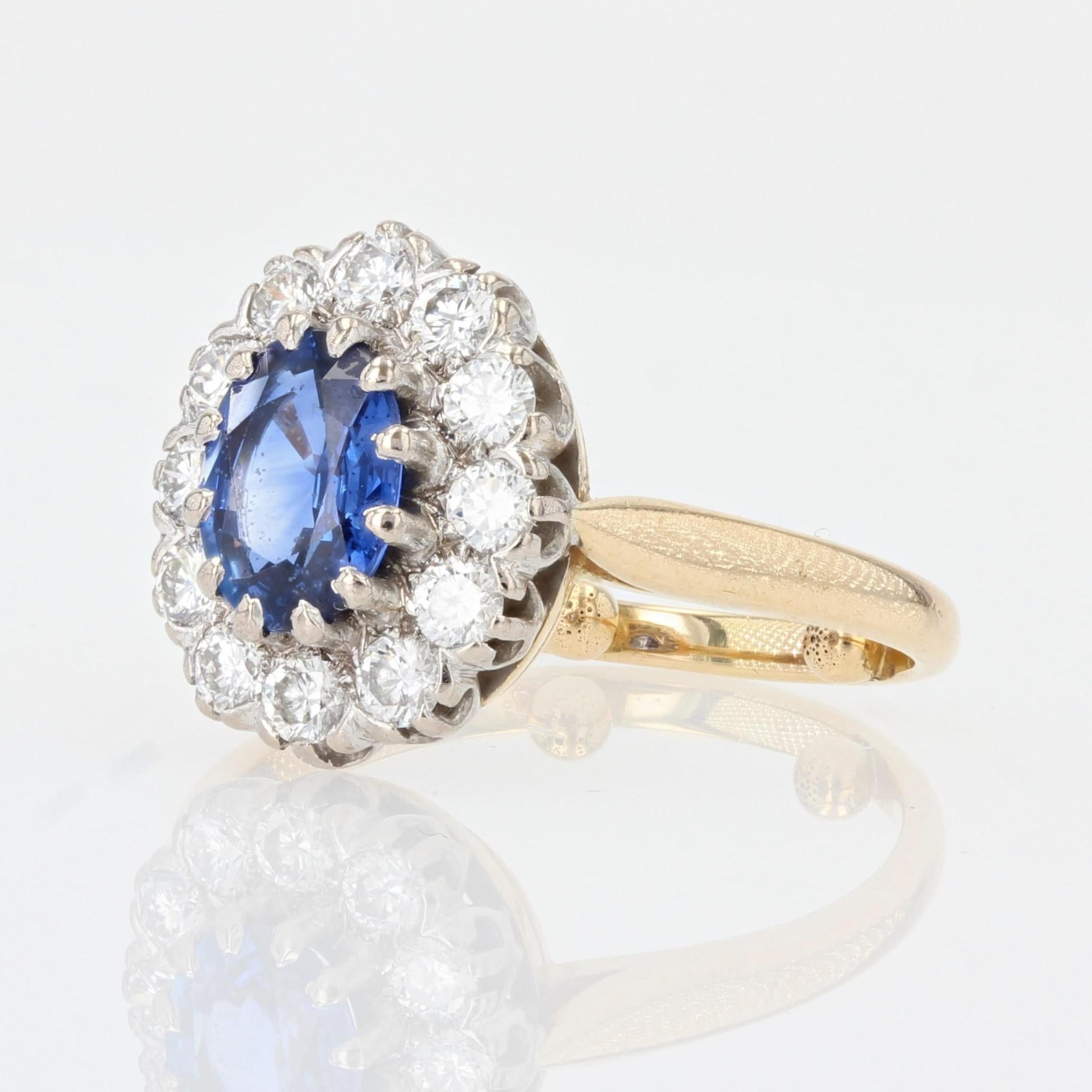Modern Sapphire Diamonds 18 Karat Yellow Gold Pompadour Ring For Sale 4
