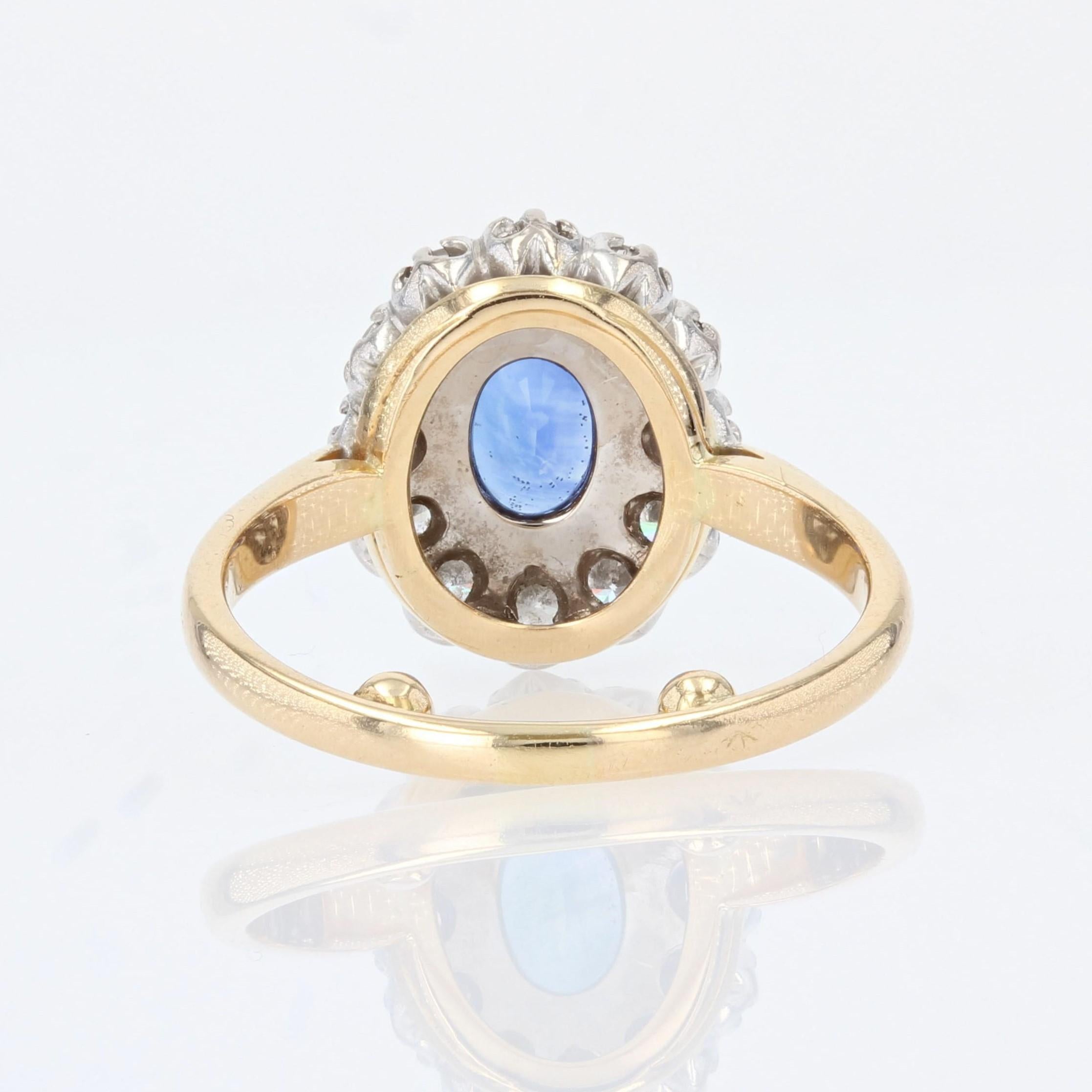 Modern Sapphire Diamonds 18 Karat Yellow Gold Pompadour Ring For Sale 6