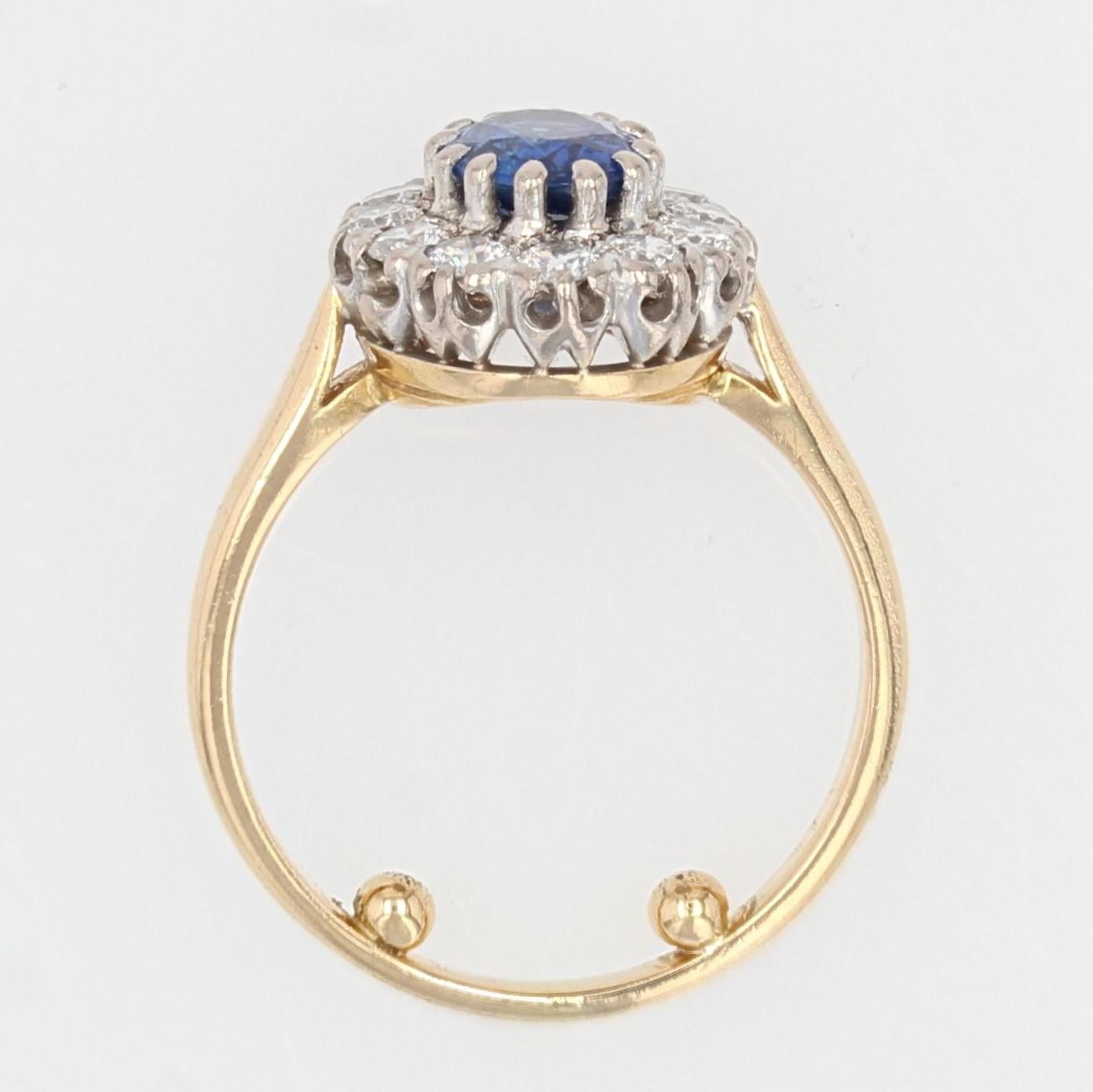 Modern Sapphire Diamonds 18 Karat Yellow Gold Pompadour Ring For Sale 7