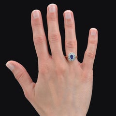 Modern Sapphire Diamonds 18 Karat Yellow Gold Pompadour Ring