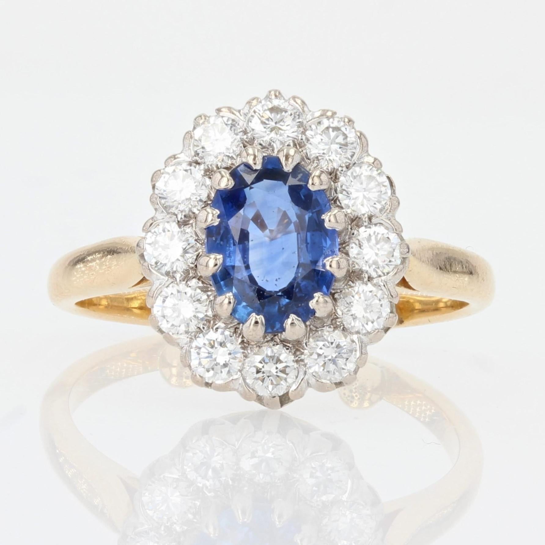 Modern Sapphire Diamonds 18 Karat Yellow Gold Pompadour Ring For Sale 1