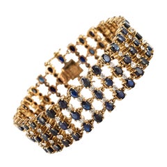 Modern Sapphire Diamonds Vermeil Bracelet