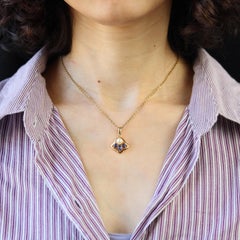 Modern Sapphires Cultured Pearl 18 Karat Yellow Gold Bell Pendant