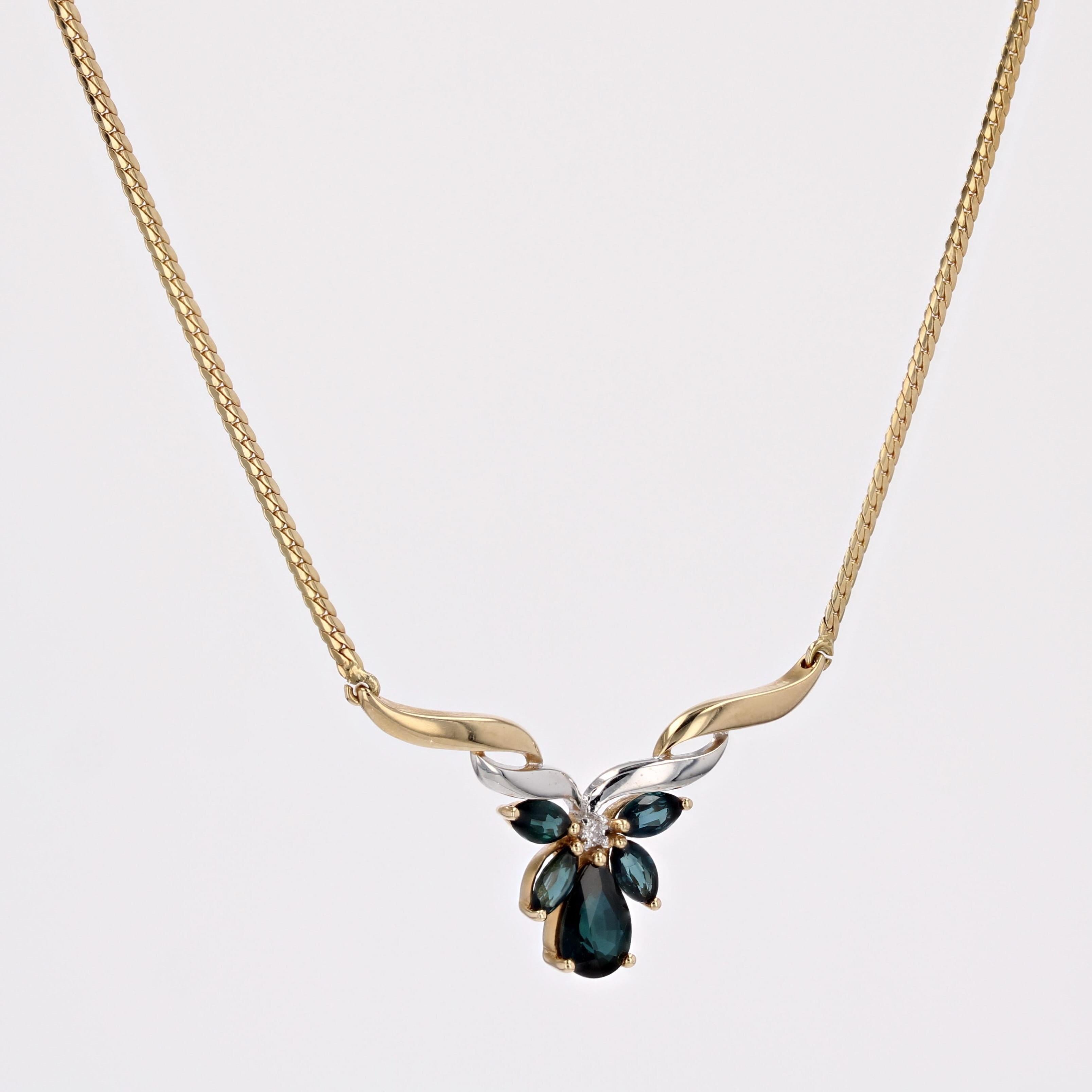 Modern Sapphires Diamond 18 Karat Gelbweißgold Halskette (Tropfenschliff) im Angebot