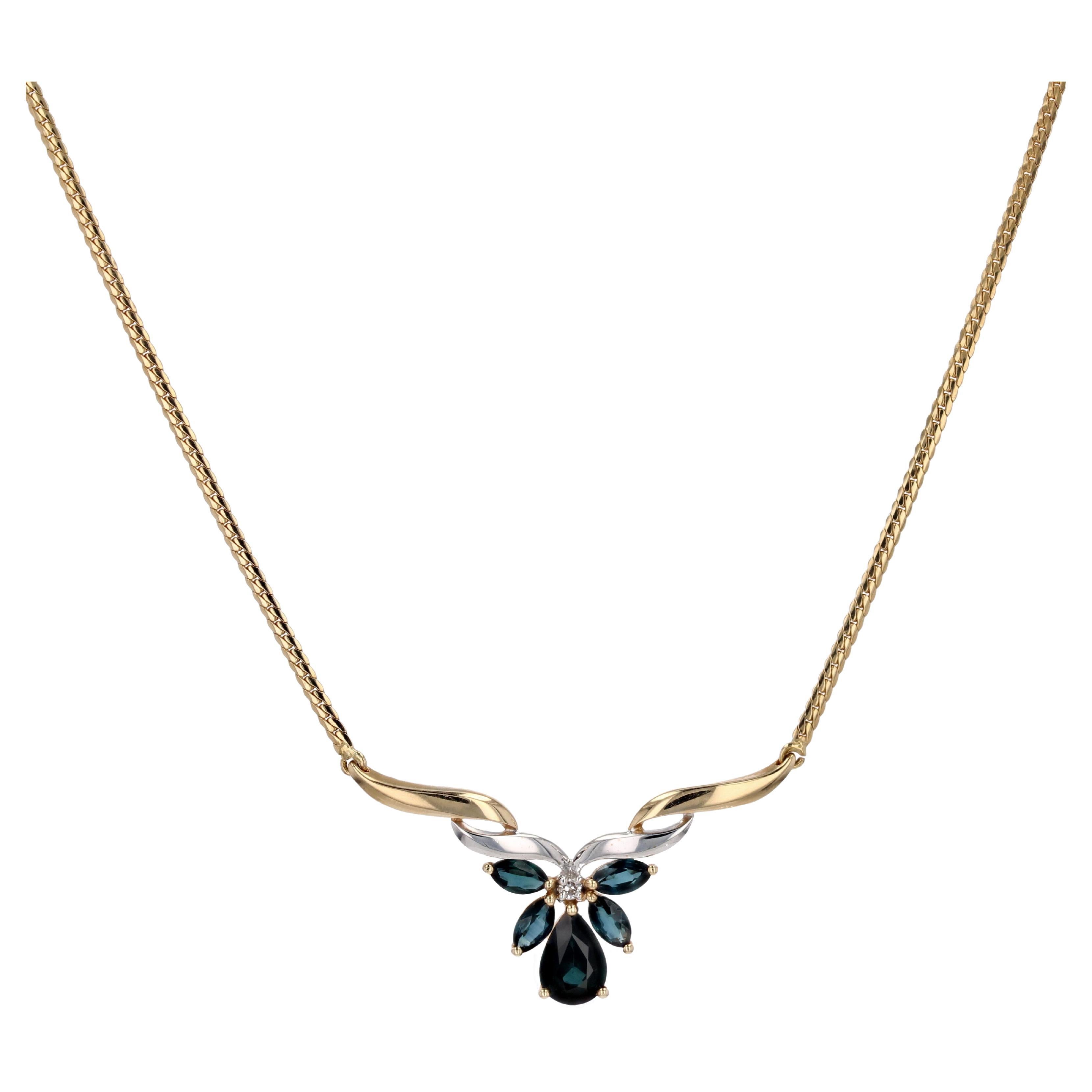Modern Sapphires Diamond 18 Karat Gelbweißgold Halskette