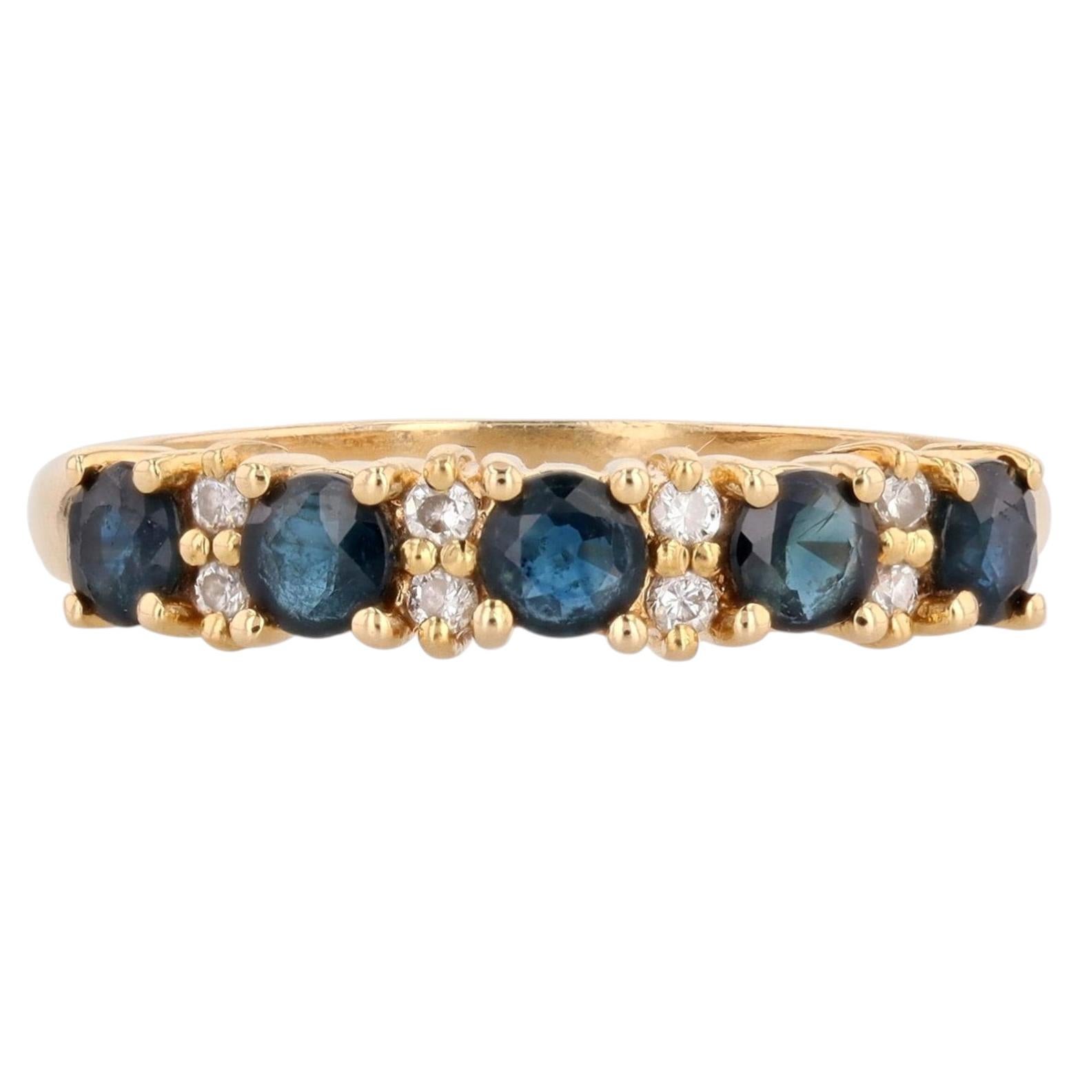 Modern Sapphires Diamonds 18 Karat Yellow Gold Garter Ring For Sale