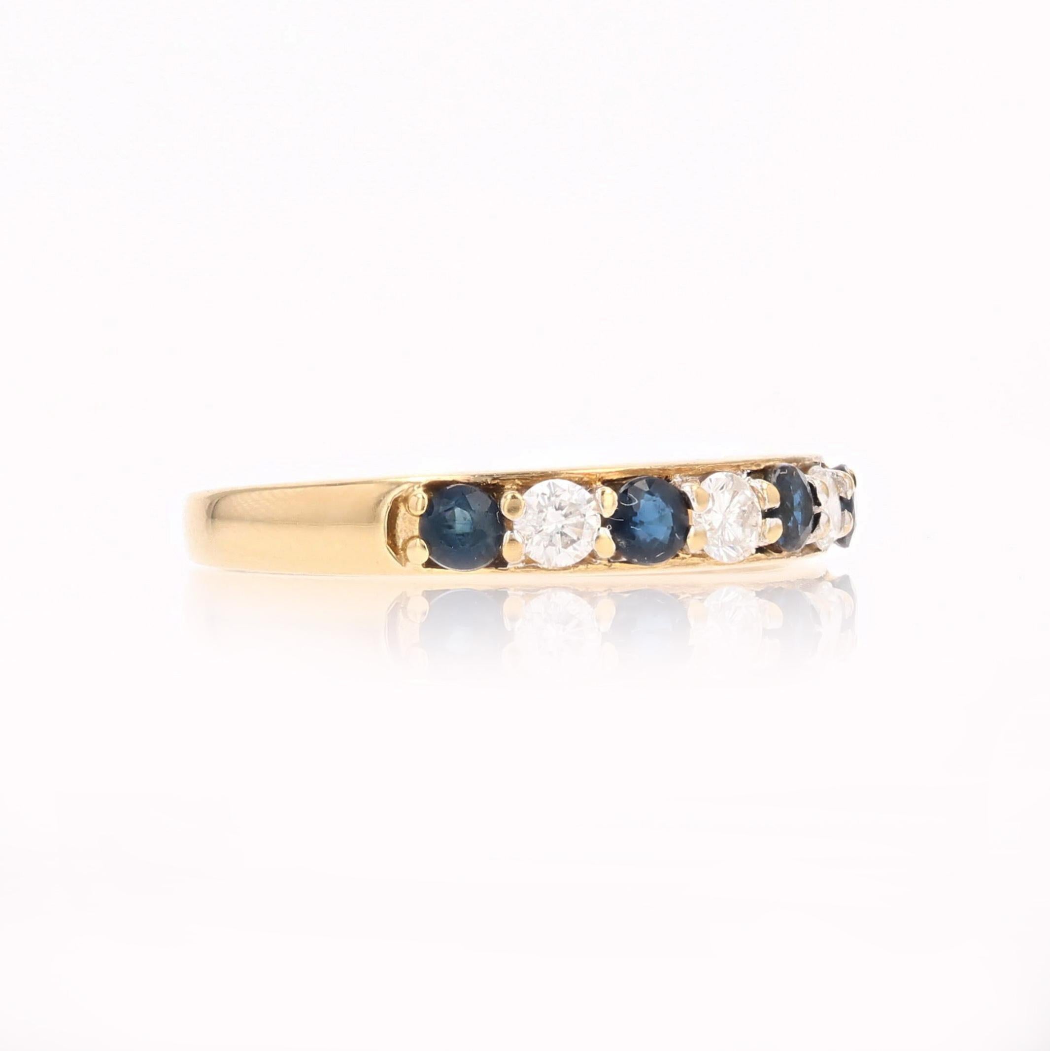 Anneau de mariage moderne en or jaune 18 carats avec saphirs et diamants Bon état - En vente à Poitiers, FR