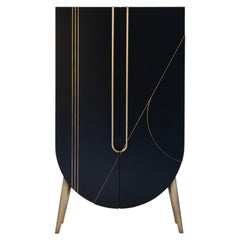 Meuble de bar Saqris moderne du milieu du siècle, pierre Patagonia, fabriqué à la main par Greenapple