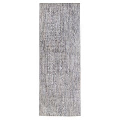 Tapis de couloir moderne en laine gris Savannah fait à la main