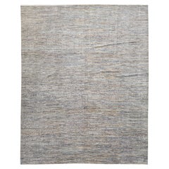 Modern Savannah Hand-Knotted Indian Wool Area Rug 12x15 In Slate Blue and Grey