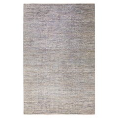 Tappeto moderno Savannah in lana oversize grigio e beige realizzato a mano in stile geometrico