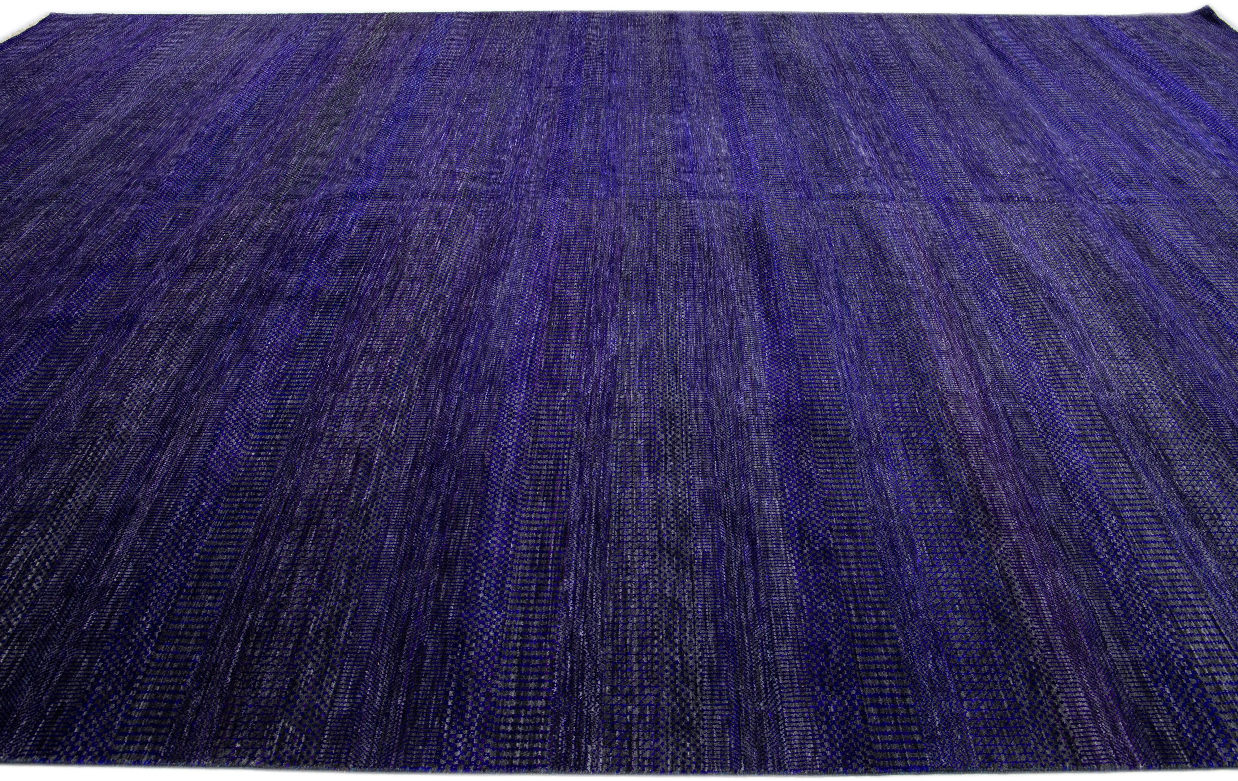 Modern Savannah Purple Handmade Oversize Wool Rug In New Condition For Sale In Norwalk, CT