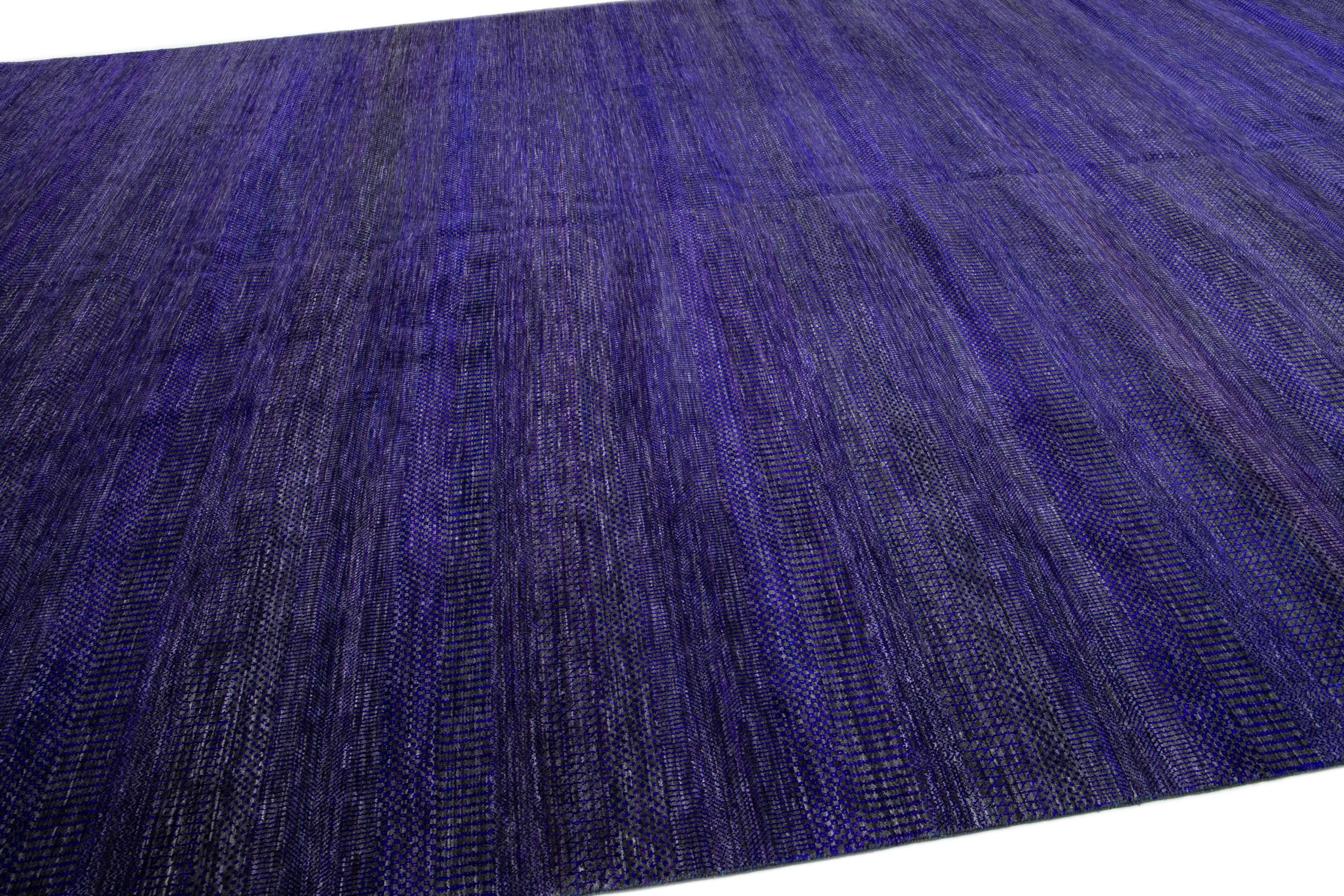 Modern Savannah Purple Handmade Oversize Wool Rug For Sale 1