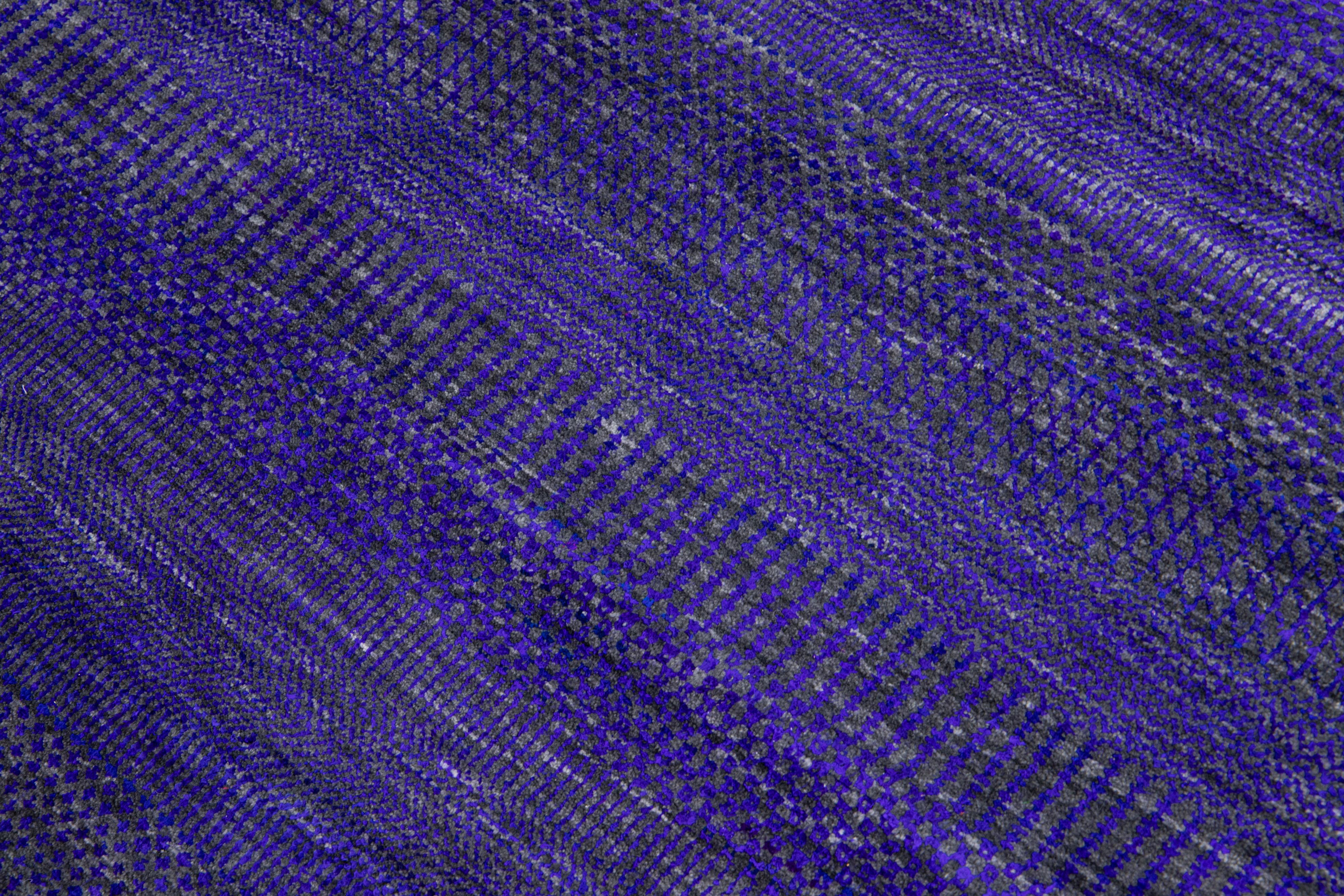Modern Savannah Purple Handmade Oversize Wool Rug For Sale 2