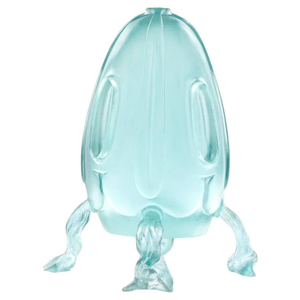 Modern Scale Model Cast Resin Aquamarine Sculpture Learning to Fly by Karen Atta