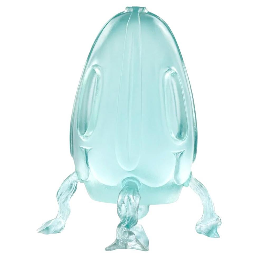 Modern Scale Model Cast Resin Aquamarine Sculpture Learning to Fly by Karen Atta