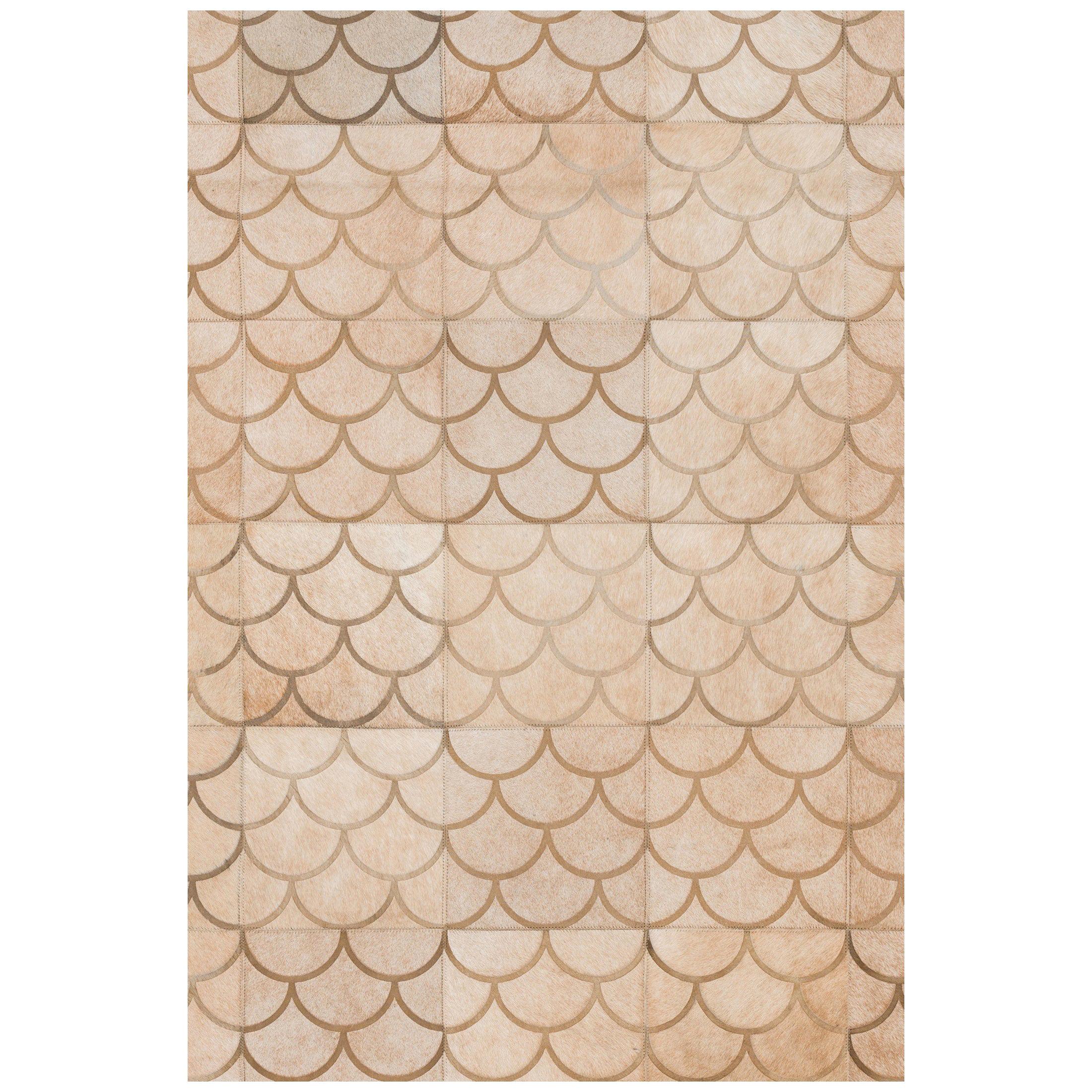 Modern Scallop Crescent Customizable Luneta Cowhide Area Floor Rug X-Large For Sale