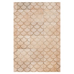Modern Scallop Crescent Customizable Luneta Cowhide Area Floor Rug XX-Large