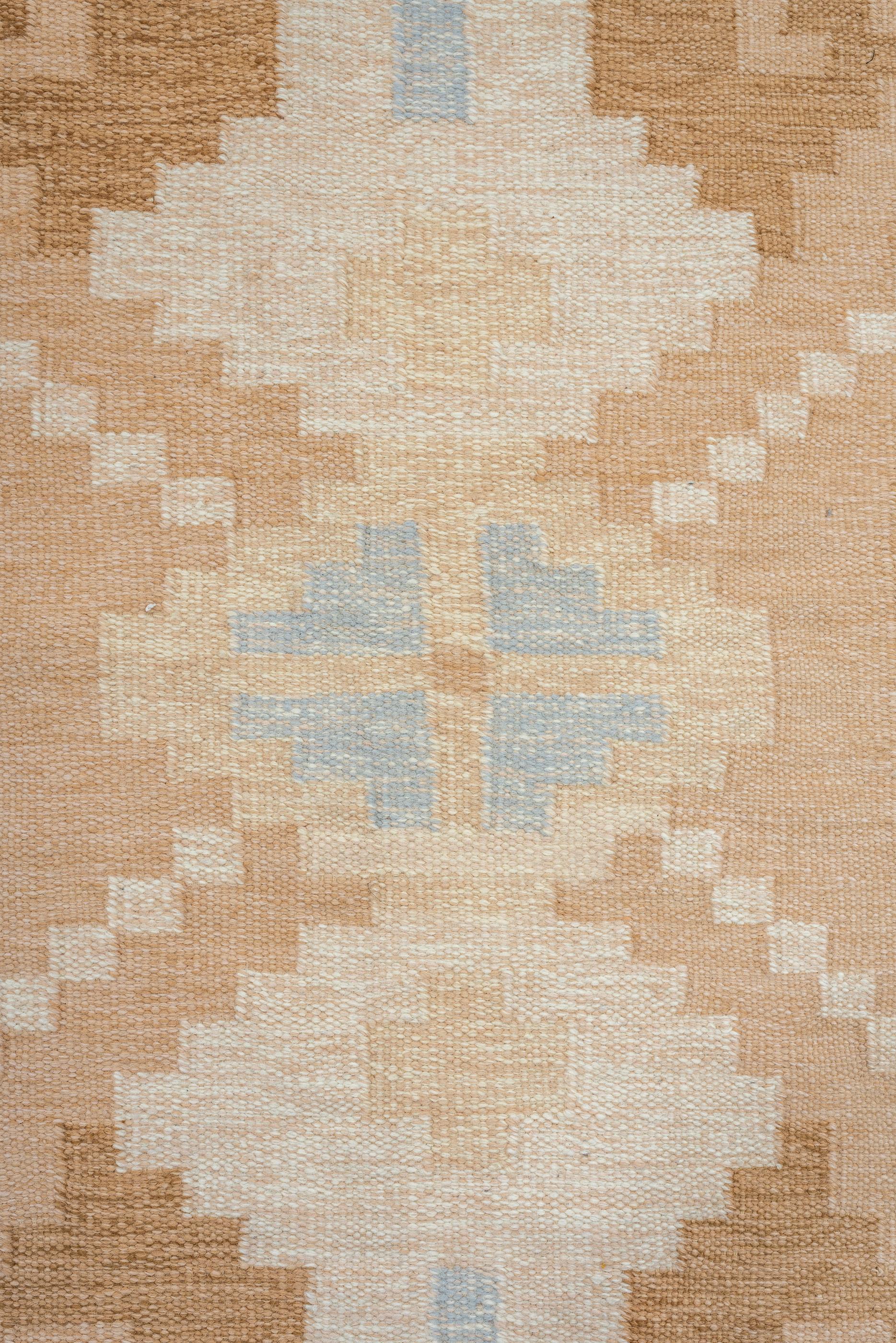Hand-Knotted Modern Scandanavian Rollaken Flatweave Rug