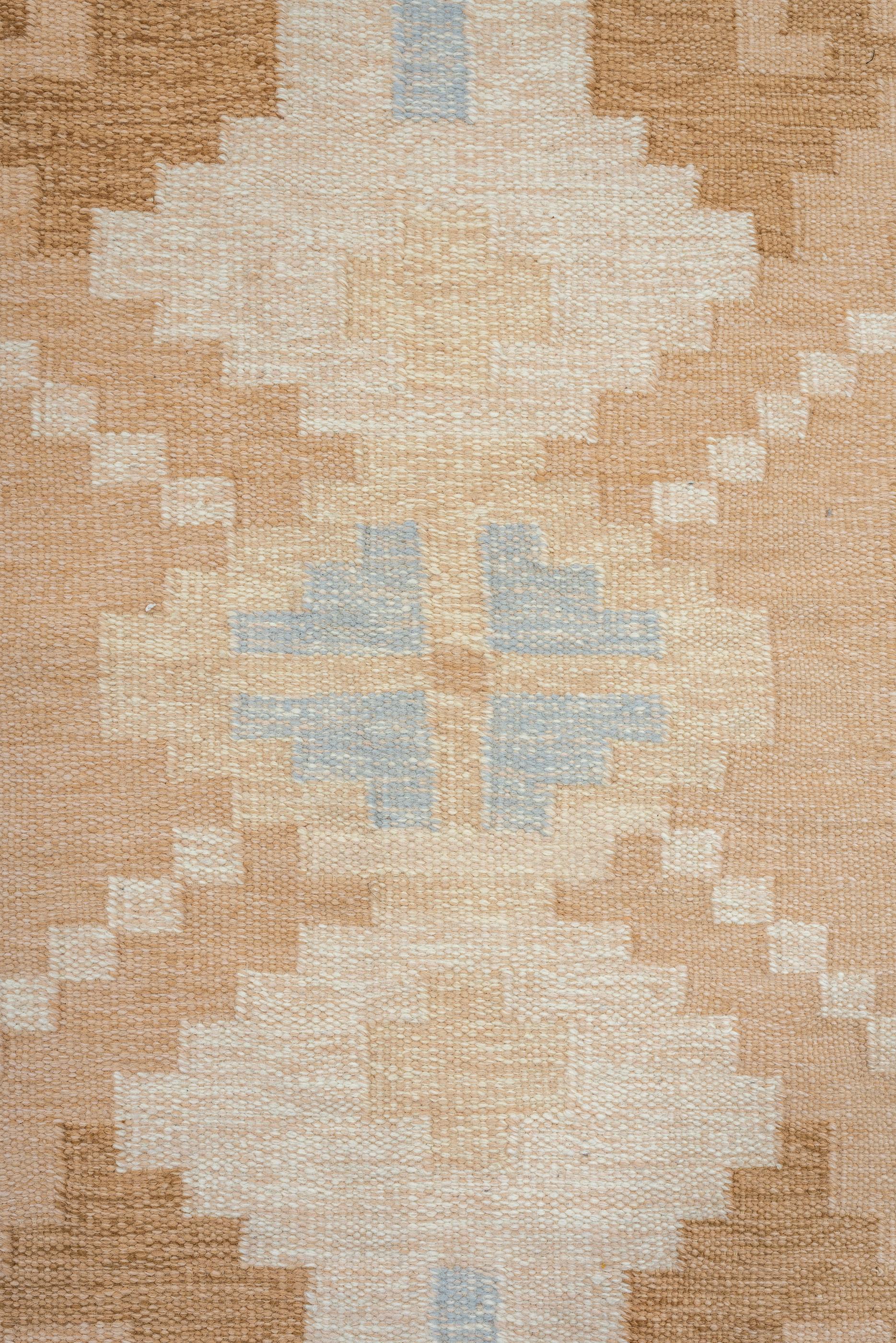 Hand-Knotted Modern Scandanavian Rollaken Flatweave Rug  For Sale