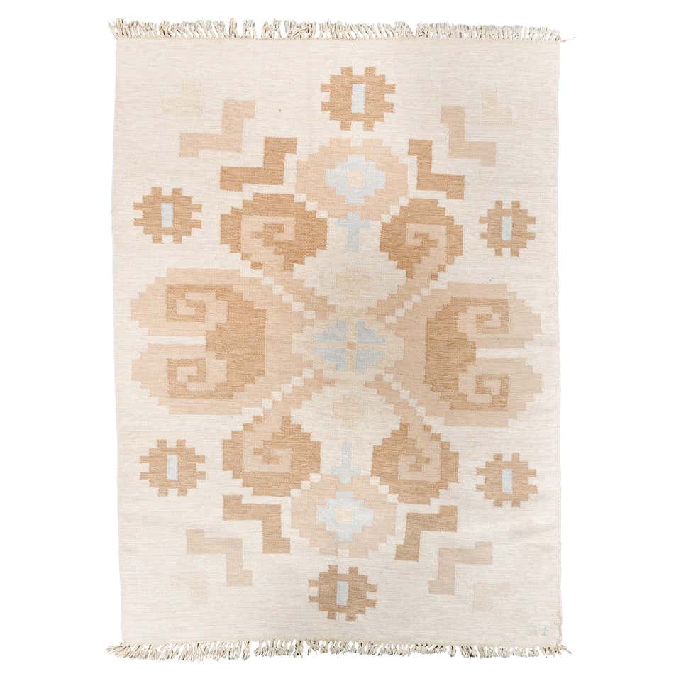 Modern Scandanavian Rollaken Flatweave Rug, with Multicolor Diamond ...