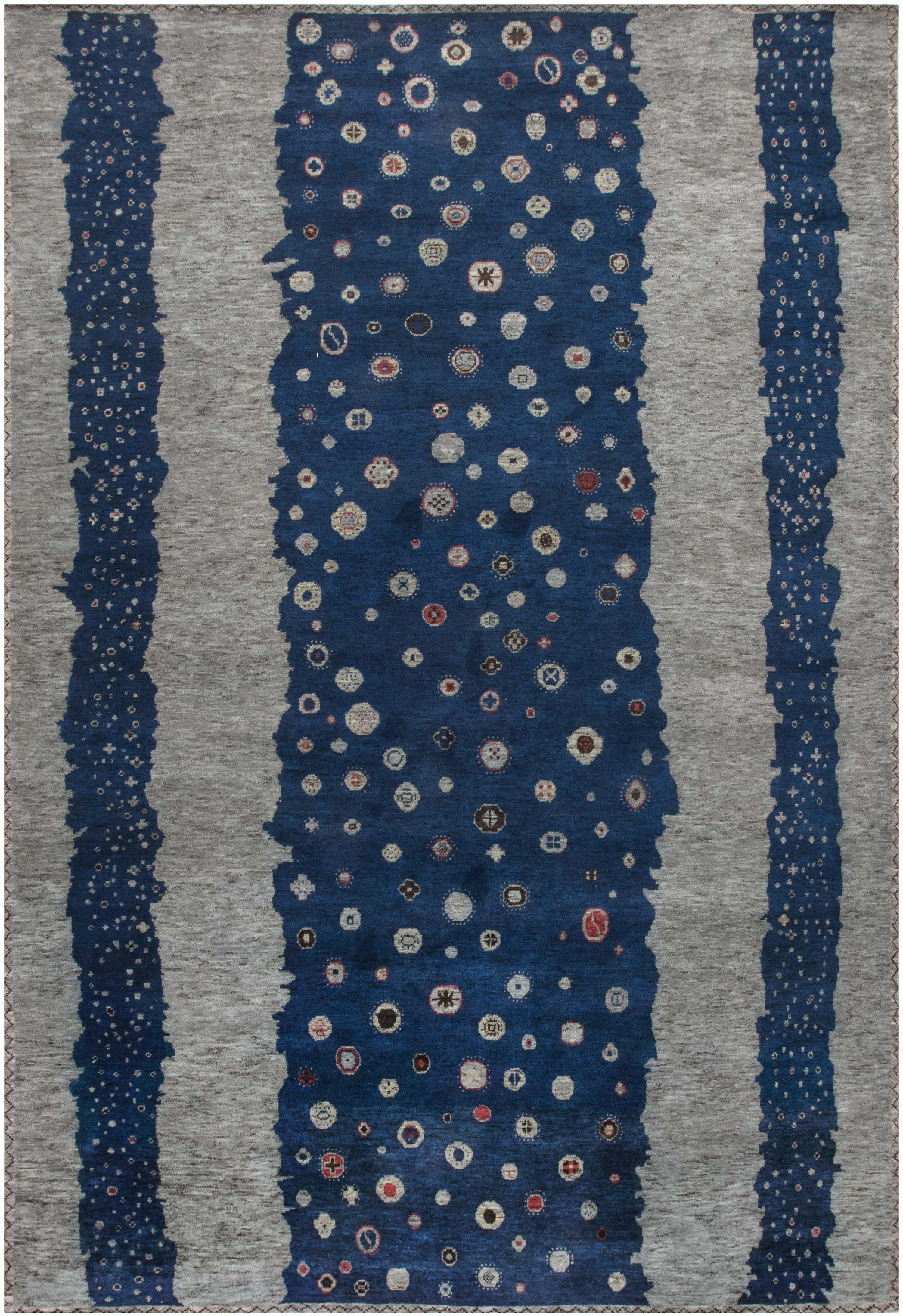 Modern Scandinavian Abstract Dark Gray Rug "Flen" by Doris Leslie Blau For Sale